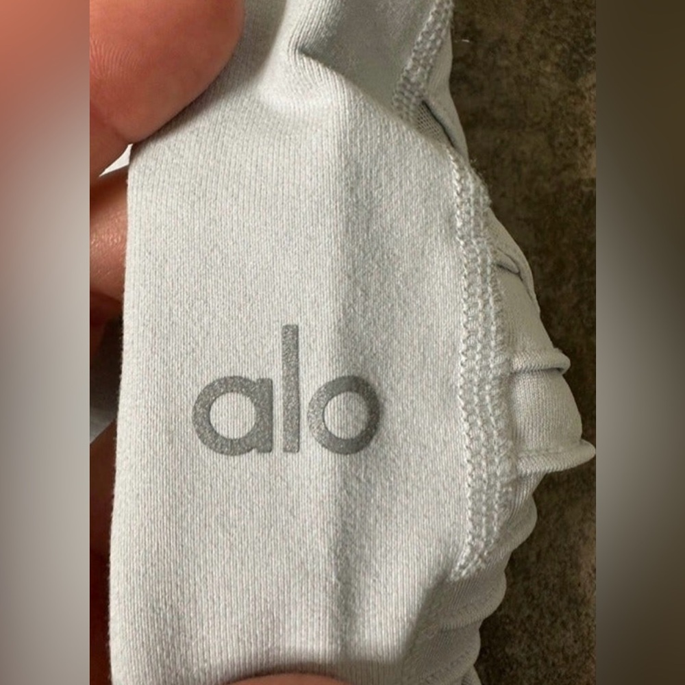 Alo Yoga Moto Leggings | White / Dove Gray | Size M - Picture 6 of 12